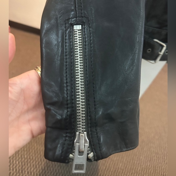 All Saints Black Leather Biker jacket - Picture 13 of 16